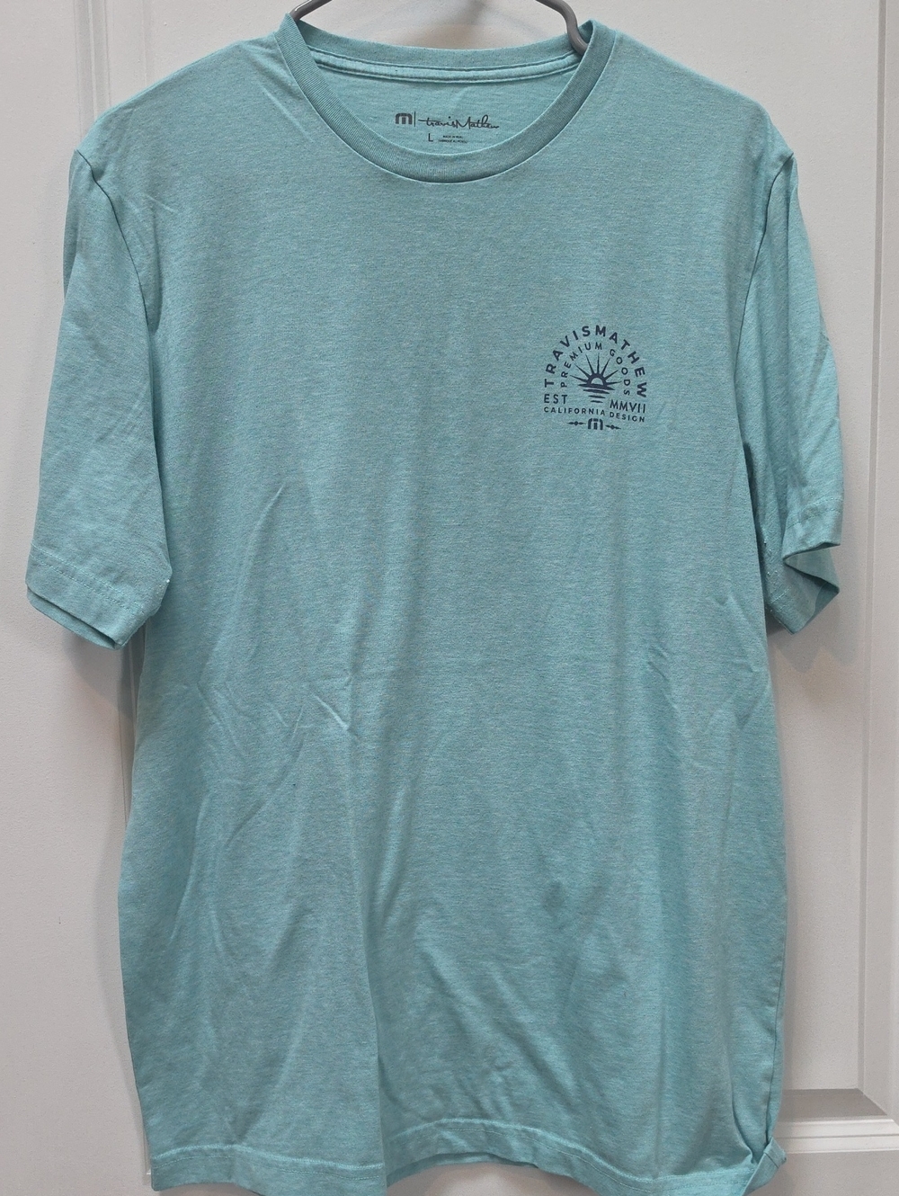 Travis Mathew Short Sleeve Crew Tee in Light Seafoam